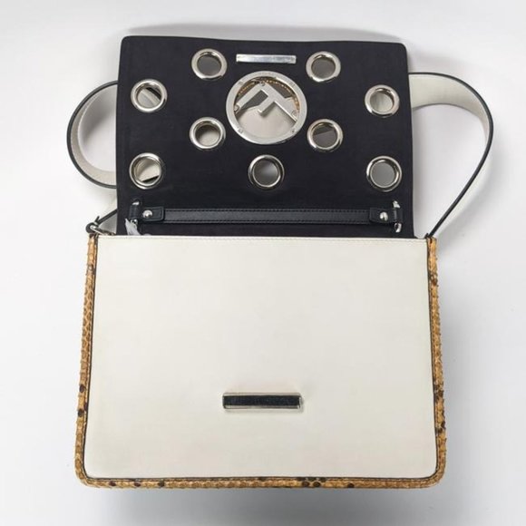 SOLD Fendi Kan I F Eyelet Grommets Python White Leather Shoulder Bag - Picture 4 of 10